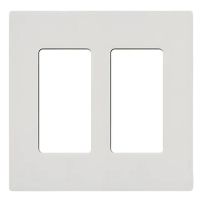 Placa de Pared 2 Espacios / Diseño Screwless / Perfil 7.6 mm / Acabado Snow Satinado / Compatible Lutron Maestro, Diva, Pico