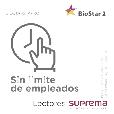 Software de Administración de Tiempo y Asistencia / Licencia Ilimitada / Horarios Fijos y Flexibles / Reportes en Tiempo Real / Compatible BioStar2 v2.7.7+