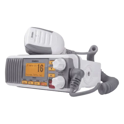 Radio Móvil Marina VHF / 25W / 1W Seleccionables / DSC Clase D con GPS / IPX4 / Monitoreo Triple Canal / Pantalla LCD / Blanco