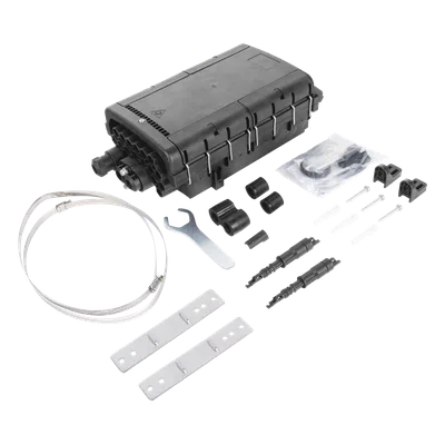 Caja de Distribución de Fibra Óptica / 48 Empalmes / 16 Acopladores SC/APC / IP68 / Enterrado Directo / 3 Entradas / 16 Salidas