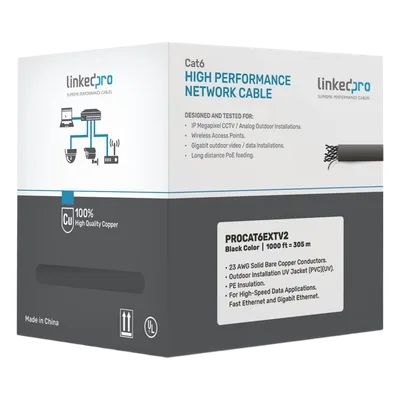 Bobina de Cable / Cat6+ / 23 AWG / 305 m (1000 ft) / FTP / Exterior UV / CMX / UL