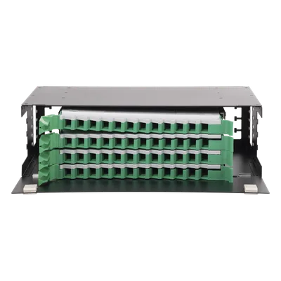 Distribuidor de Fibra Óptica / 19" (48.26 cm) / 3U / 48 Fibras / Bandejas Deslizables / 4 Entradas / Cable hasta 16 mm