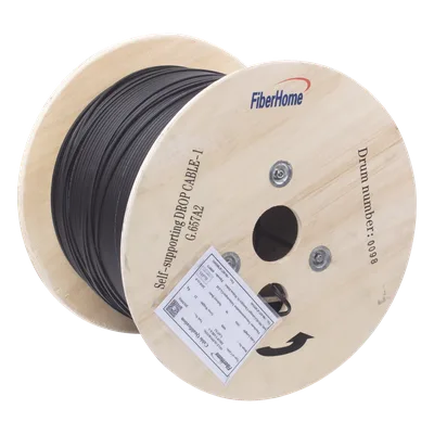 Carrete de Fibra Óptica Aérea / Drop Figura 8 / G.657A2 / Monomodo 1 Hilo / LSZH / 1 km (3281 ft) / Span 80
