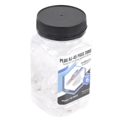 Plugs Pass Through / RJ45 Cat6 / Sin Blindaje / Alivio de Tensión / Chapado Oro 30 Micras / 50 Piezas