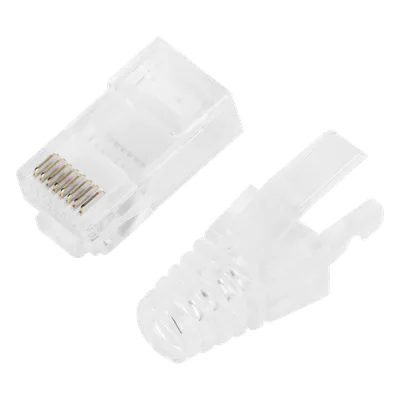 Plugs Pass Through / RJ45 Cat6 / Sin Blindaje / Alivio de Tensión / Chapado Oro 30 Micras / 50 Piezas