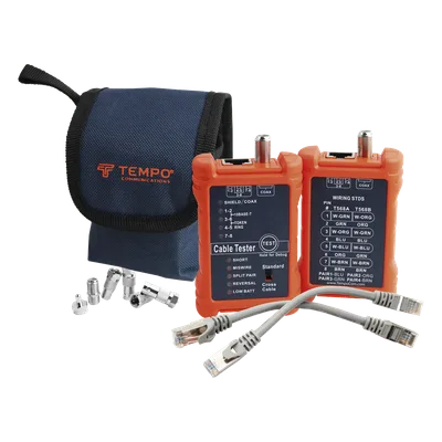 Tester de Cables / LAN 8 Hilos / Coaxial / Mapeo de Pines / 300 m / 900 pies / RJ45 / RJ11