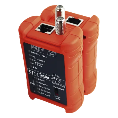 Tester de Cables / LAN 8 Hilos / Coaxial / Mapeo de Pines / 300 m / 900 pies / RJ45 / RJ11