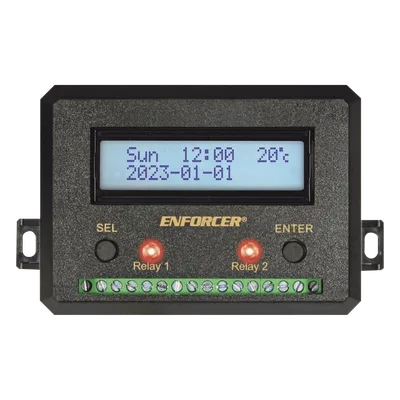 Temporizador Anual / Dos Relevadores / 99 Eventos por Relé / Pantalla LCD / 12-24 VCD / 4.13x2.99x1.3 in