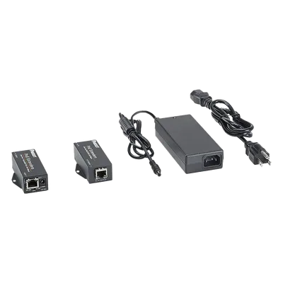 Extensor PoE/PoE+ / 10/100 Mbps / Alcance 610 m (2000 ft) / Cat5e o Cat6 / IEEE 802.3af/at / -40°C a 70°C
