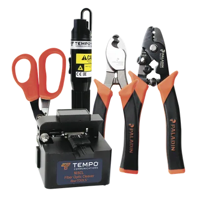 Kit de Herramientas para Fibra Óptica / Terminación de Conectores Prepulidos / Cleaver 2 Pasos 48,000 Cortes / Localizador VFL / Estuche Organizador