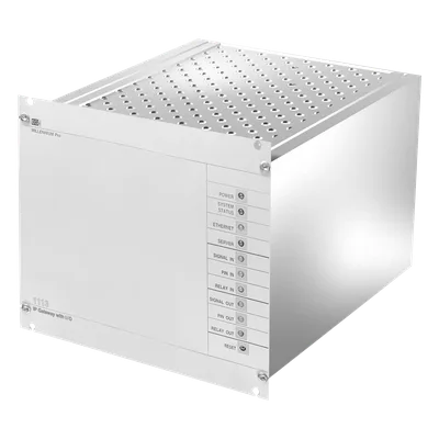 Interfaz IP de Audio / 8 Relés IN/OUT / Audio Bidireccional / Memoria 6 GB / Control Modbus y Webservice / Prioridad de Avisos