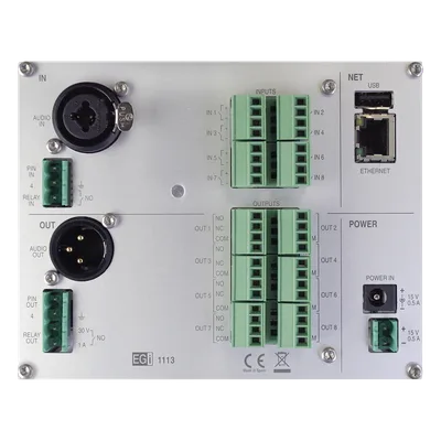 Interfaz IP de Audio / 8 Relés IN/OUT / Audio Bidireccional / Memoria 6 GB / Control Modbus y Webservice / Prioridad de Avisos