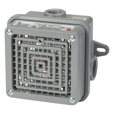 Bocina Electromecánica para Exteriores / 110 dBA a 1 m (3.3 ft) / Alimentación 120/240 VCA / IP65/IP69K / Montaje en Pared