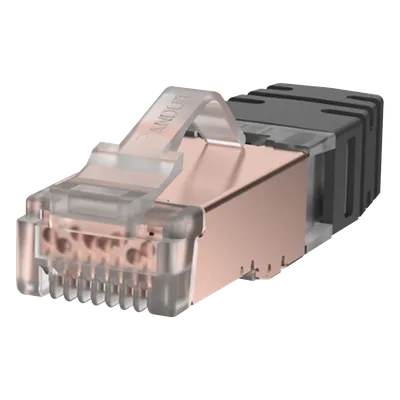 Plug RJ45 Blindado / Cat6A / 8P8C / 23-24 AWG / 50 µm Oro / 100 Piezas