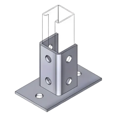 Base de Montaje Cuadrada / 4 Perforaciones / Acero Galvanizado / Perfil Sencillo Industrial