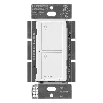 Interruptor On/Off Inalámbrico de Pared / 6 A LED o Fluorescente / 720 W Incandescente / 120 V / Control Pico Directo / Ventiladores 3.6 A