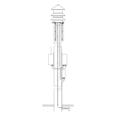 Soporte de montaje a poste / Sirena omnidireccional / Alcance 304.8 m (1000 pies) / Altura 10.7-12.2 m (35-40 pies)