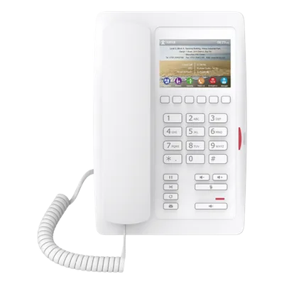 Teléfono IP para Hotelería / Pantalla LCD 3.5" / 6 Teclas Programables / PoE 802.3af / Dual Ethernet 10/100 Mbps / Modo Puente PC