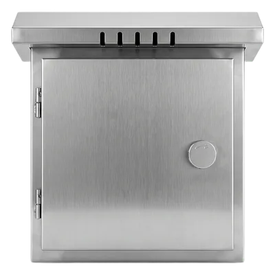 Gabinete para Exteriores de Acero Inoxidable SUS201 / Cilindrico con Techo Inclinado / Ø305 x 195 x 315 mm (12.0 x 7.7 x 12.4 in) / Cerradura con Llave de Seguridad / Compatible con Postes XGAPOLE