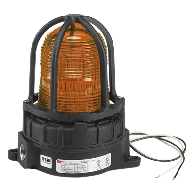 Luz de Advertencia LED / Ubicaciones Peligrosas / 24 VCD / Ámbar / IP66 e IP69K / -50°C a 66°C / Montaje Superficie o Tubería 3/4"