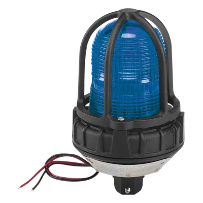 Luz estroboscópica / Ubicaciones peligrosas / Montaje tubo 3/4" NPT / 12-24 VCD / Azul / IP66