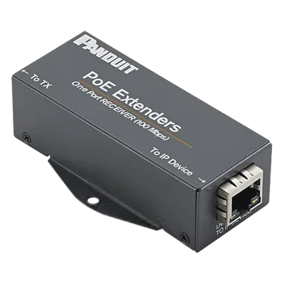 Receptor PoE/PoE+ / Hasta 610 m (2000 ft) / Cat5e/Cat6 / 10/100 Mbps / -40°C a 70°C
