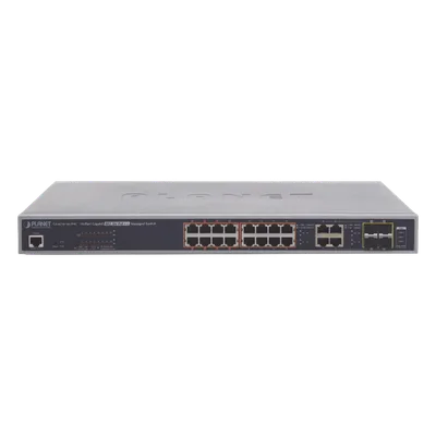 Switch administrable L2 / 16 puertos Gigabit Ultra PoE 60W / 4 puertos Combo TP/SFP / Presupuesto PoE 400W / Dual Stack IPv6/IPv4