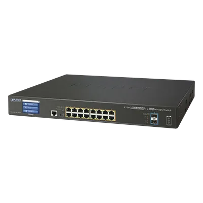 Switch Administrable Capa 3, 16 Puertos Gigabit con PoE 802.3bt, 2 Puertos 10 G SFP+, Pantalla Táctil (400 W)