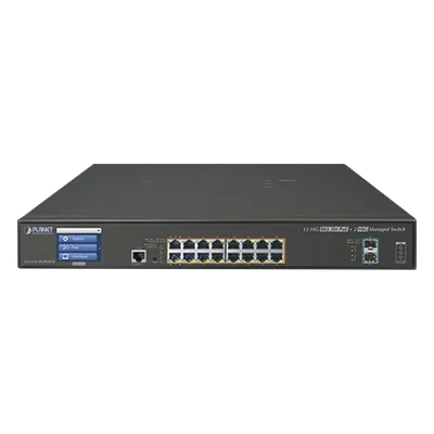 Switch Administrable Capa 3, 16 Puertos Gigabit con PoE 802.3bt, 2 Puertos 10 G SFP+, Pantalla Táctil (400 W)