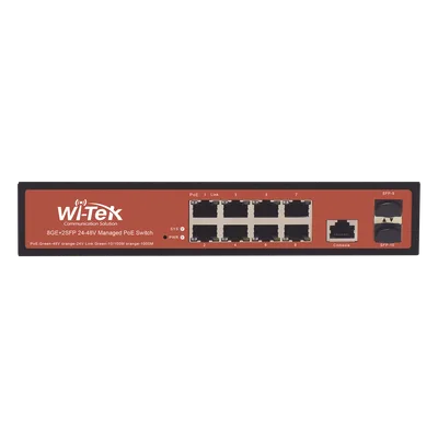 Switch Administrable PoE / 8 Puertos Gigabit / 2 SFP / 150W / 20Gbps / 6kV Protección Rayos / Fanless / -10 a 55°C / 0.71 x 0.46 x 0.18 pies