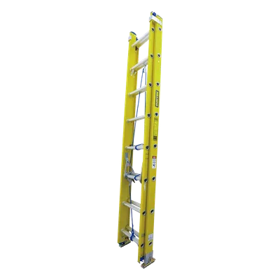 Escalera de Extensión / Fibra de Vidrio y Aluminio / 24 Escalones / 6.4 m (21 ft) / Carga 102 kg / Tacones Antideslizantes