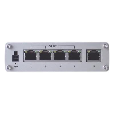 Switch Industrial No-Administrable / 5 Puertos Gigabit / 4 Puertos PoE+ 802.3af/at / 120W Total / -40°C a 75°C / Riel DIN / 115x32x95 mm (4.5x1.3x3.7 in)
