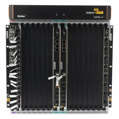 OLT Carrier Class Modular / 14 Ranuras de Servicio / 240 Puertos GPON / Switching 6.8 Tbps / Fuente Redundante -48Vdc / 11 UR