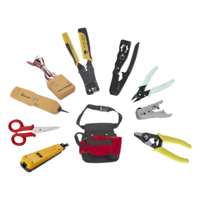 Kit de Herramientas para Instalador de Redes / 9 Piezas / Pinza Pelacables con Probador / Ponchadora Pass Through / Rastreador de Cable / Bolsa 21x11.5x3.4 cm