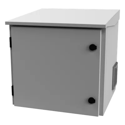 Gabinete de Exterior con Rack 19" / 9U / Ventiladores con Termostato Ajustable / Acero Galvanizado / Gabinete Armado