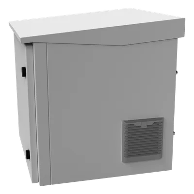 Gabinete de Exterior con Rack 19" / 9U / Ventiladores con Termostato Ajustable / Acero Galvanizado / Gabinete Armado
