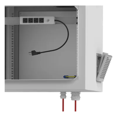 Gabinete de Exterior con Rack 19" / 9U / Ventiladores con Termostato Ajustable / Acero Galvanizado / Gabinete Armado