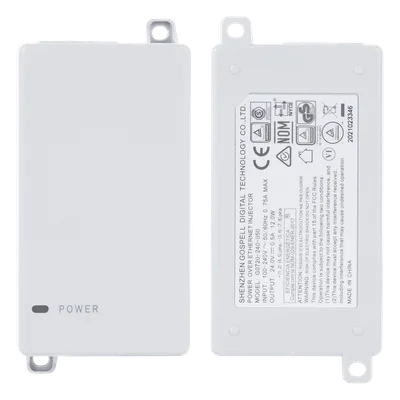 Inyector PoE Pasivo Gigabit / 24V CC / 0.5A / 100-240V Entrada / Montaje en Pared