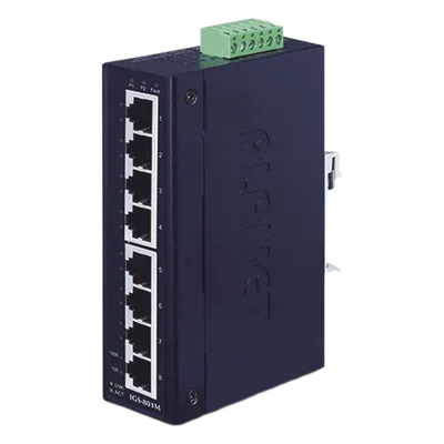 Switch Industrial Administrable / 8 Puertos Gigabit / Capa 2 / Doble Alimentación Redundante / Temperatura -40 a 75°C / Alarma por Relé
