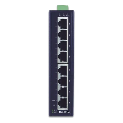 Switch Industrial Administrable / 8 Puertos Gigabit / Capa 2 / Doble Alimentación Redundante / Temperatura -40 a 75°C / Alarma por Relé