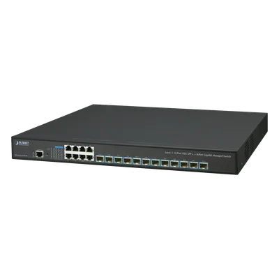 Switch Capa 3 Administrable / 12 Puertos SFP+ 10G / 8 Puertos Gigabit / Conmutación 256 Gbps / Fuente de Alimentación Redundante AC