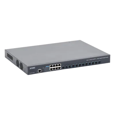Switch Capa 3 Administrable / 12 Puertos SFP+ 10G / 8 Puertos Gigabit / Conmutación 256 Gbps / Fuente de Alimentación Redundante AC