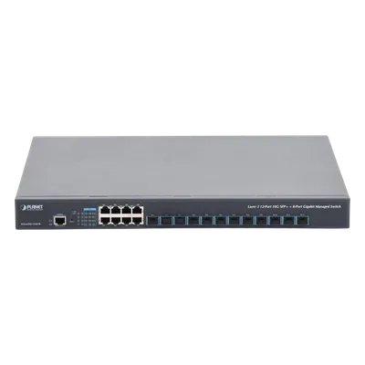 Switch Capa 3 Administrable / 12 Puertos SFP+ 10G / 8 Puertos Gigabit / Conmutación 256 Gbps / Fuente de Alimentación Redundante AC