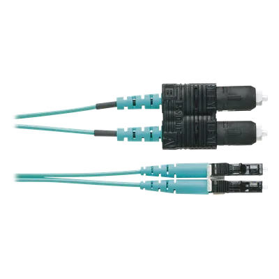 Jumper de Fibra Óptica / Multimodo OM3 50/125 / LC-SC Dúplex / OFNR Riser / Aqua / 1 m (3.28 ft)