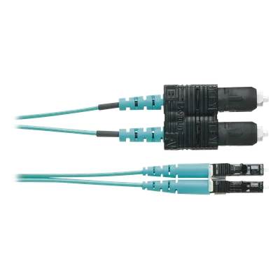 Jumper de Fibra Óptica / OM4 50/125 / LC-SC Duplex / OFNR Riser / Aqua / 2 m (6.56 pies)