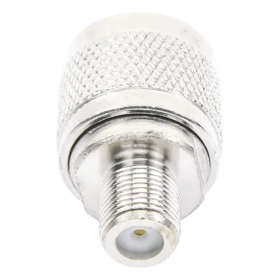 Adaptador Coaxial RF / N Macho a F Hembra / Montaje en Línea / Bronce Niquelado / Contacto Oro / Teflón / -20℃ a 80℃
