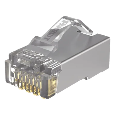 Plug RJ45 Cat5e Blindado / 50μ Oro / 24-26 AWG / 100 Piezas / -10°C a 60°C / PoE++ 100W
