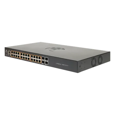 Switch / 24 Puertos PoE 802.3af/at / 200 W / Gigabit Ethernet / 4 SFP / Capa 2 / Gestión en la Nube / 19" Rack