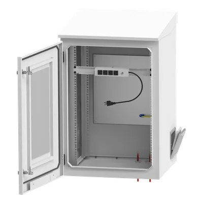 Gabinete Exterior IP / Rack 19" 16U / Acero Galvanizado / Ventilador con Termostato / Filtros Antipolvo / Aislante Térmico / Cerradura con Llave