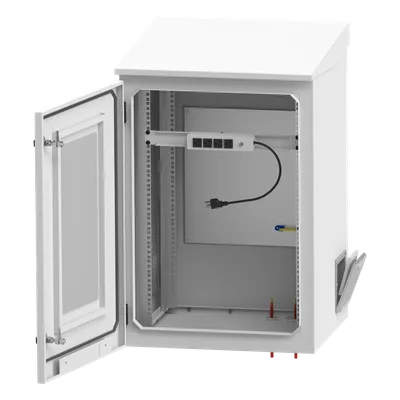 Gabinete Exterior IP / Rack 19" 24U / Ventiladores con Termostato / Acero Galvanizado / Filtro Antipartículas / Cerradura Doble
